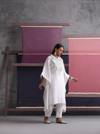 Khushal K Women Embroidered Collar White Kaftan set