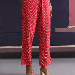 Khushal K Women Ethnic Motifs Printed Red Kaftan set