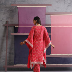 Khushal K Women Ethnic Motifs Printed Red Kaftan set