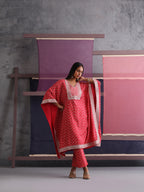 Khushal K Women Ethnic Motifs Printed Red Kaftan set