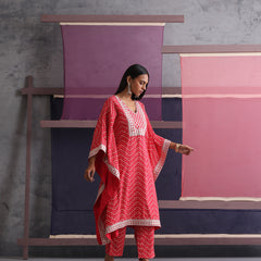 Khushal K Women Ethnic Motifs Printed Red Kaftan set