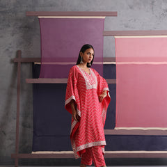 Khushal K Women Ethnic Motifs Printed Red Kaftan set