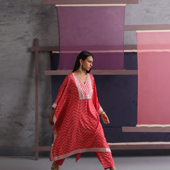 Khushal K Women Ethnic Motifs Printed Red Kaftan set