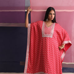 Khushal K Women Ethnic Motifs Printed Red Kaftan set