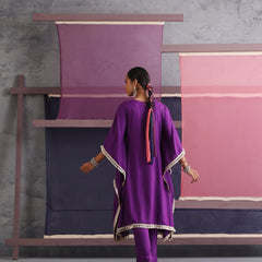 Khushal K Women Embroidered Round Neck Purple Kaftan set