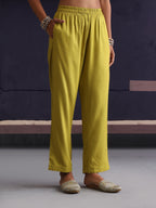 Khushal K Women V-Neck Green Kaftan set