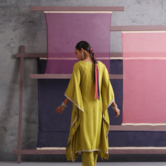 Khushal K Women V-Neck Green Kaftan set