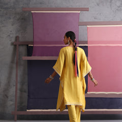Khushal K Women Motifs Yoke Design Yellow Kaftan set