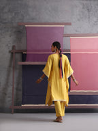 Khushal K Women Motifs Yoke Design Yellow Kaftan set