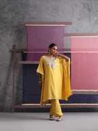 Khushal K Women Motifs Yoke Design Yellow Kaftan set