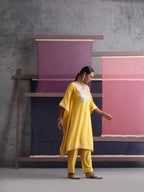 Khushal K Women Motifs Yoke Design Yellow Kaftan set