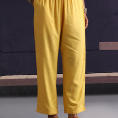 Khushal K Women Motifs Yoke Design Yellow Kaftan set