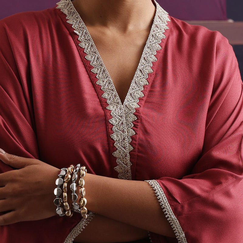 Women V-Neckline Rust Kaftan Set - Khushal K - Image 8