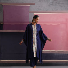 Khushal K Women Mandarin collar Blue Kaftan set