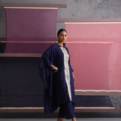Khushal K Women Mandarin collar Blue Kaftan set