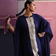 Khushal K Women Mandarin collar Blue Kaftan set