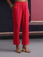 Khushal K Women V-Neck Pink Kaftan set