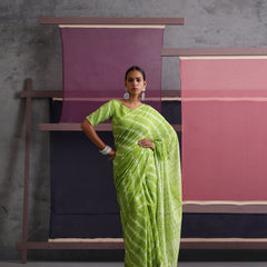 Women Hand Block Green Pure Cotton Printed Saree