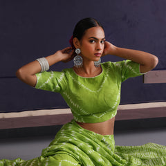 Women Hand Block Green Pure Cotton Printed Saree