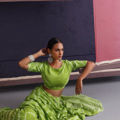 Women Hand Block Green Pure Cotton Printed Saree