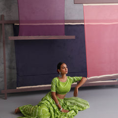 Women Hand Block Green Pure Cotton Printed Saree