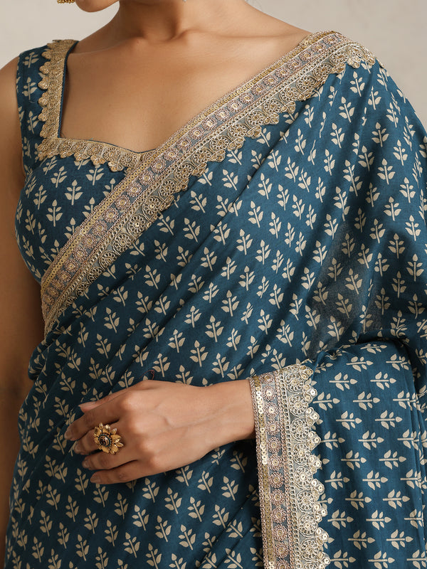 Ethnic Motifs Sequinned Pure Cotton Fashion Saree