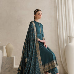 Ethnic Motifs Printed Mandarin Collar A-Line Kurta With Trousers And Dupatta