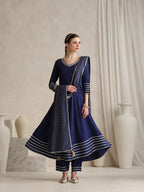 Floral Embroidered Gotta Patti V-Neck Anarkali Kurta With Palazzos & Dupatta