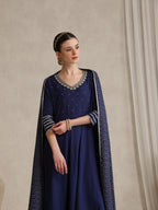 Floral Embroidered Gotta Patti V-Neck Anarkali Kurta With Palazzos & Dupatta