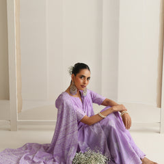 Women Hand Block Purple Pure Cotton Printed Saree
