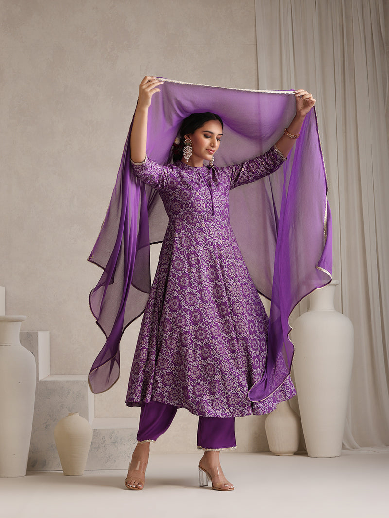 Khushal K Floral Printed Mandarin Collar Kurta set