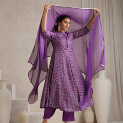 Khushal K Floral Printed Mandarin Collar Kurta set