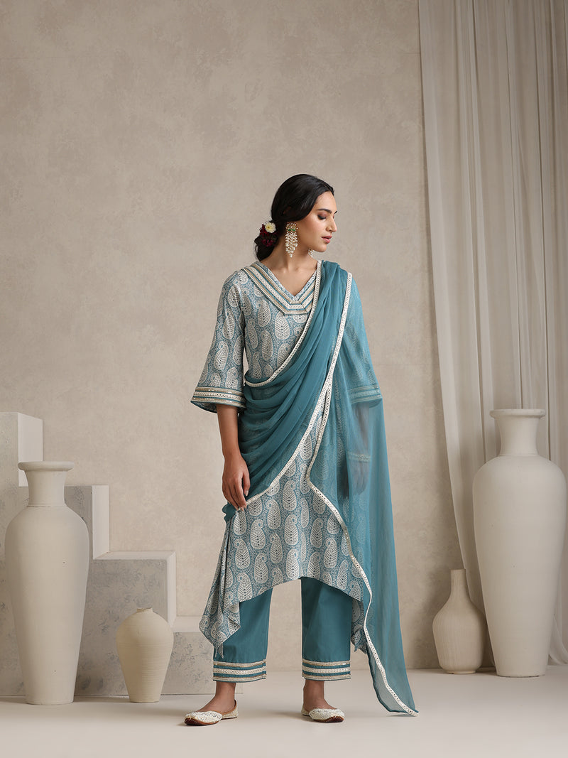 Khushal K Women Paisley Printed A-Line Kurta set