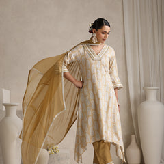 Khushal K Ethnic Motifs Embroidered Mirror Work A-Line Kurta set